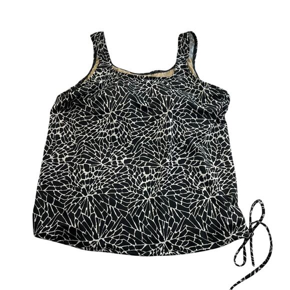 Jodee Size 14 Tankini Swimsuit Top Women's Black White Abstract Print Shelf Bra - Picture 1 of 10